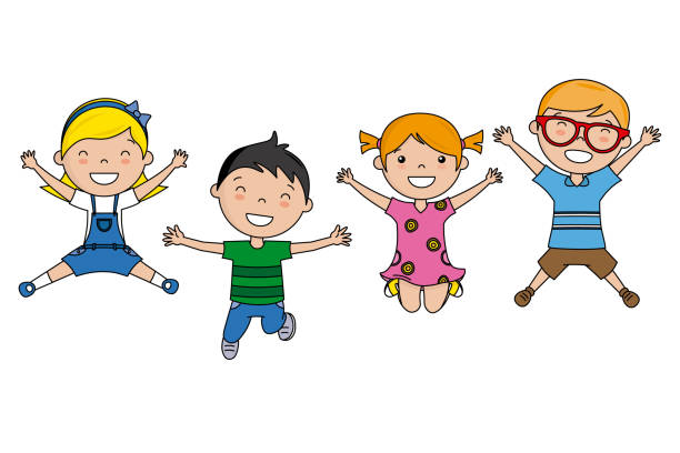 group of children jumping. Vector isolated